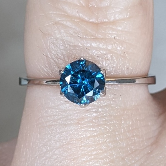 Jewelry - 14K white gold 0.7ct blue diamond solitaire ring